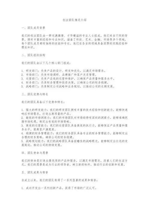 创业团队情况介绍