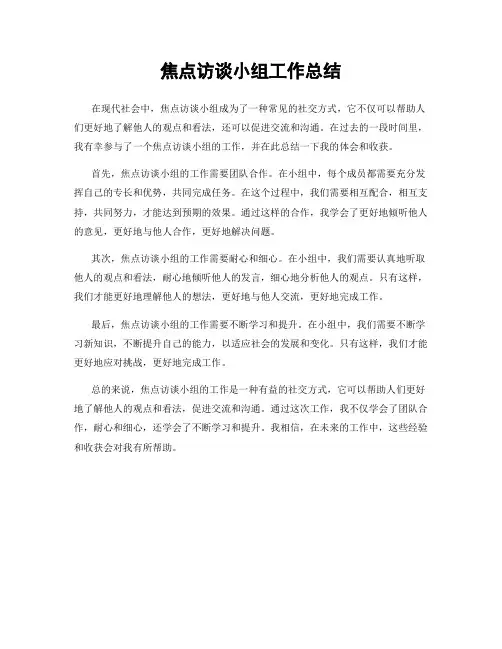 焦点访谈小组工作总结