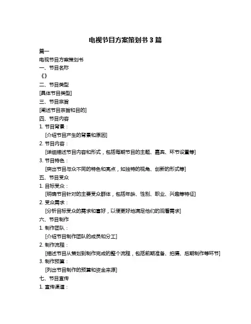 电视节目方案策划书3篇