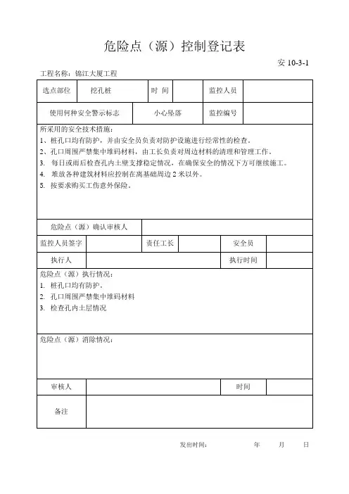 危险点源控制登记表