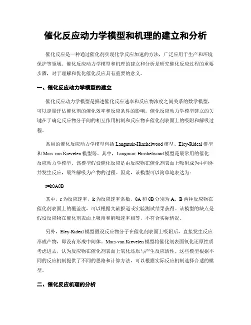 催化反应动力学模型和机理的建立和分析