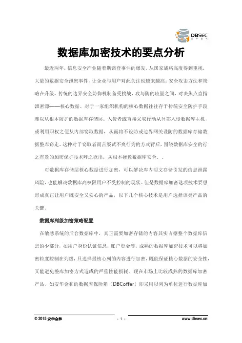 数据库加密技术的要点分析