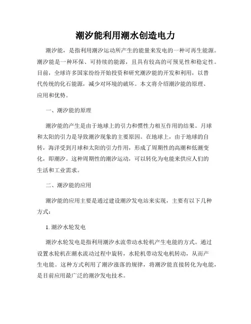 潮汐能利用潮水创造电力