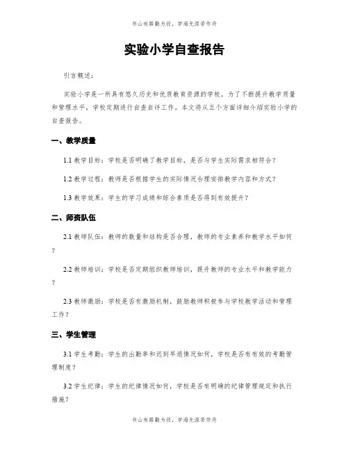 实验小学自查报告
