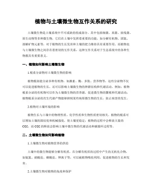 植物与土壤微生物互作关系的研究