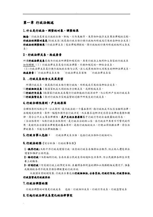 行政法学各章资料整理归纳
