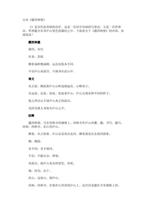 古诗《题西林壁》