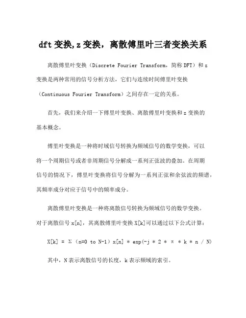 dft变换,z变换,离散傅里叶三者变换关系