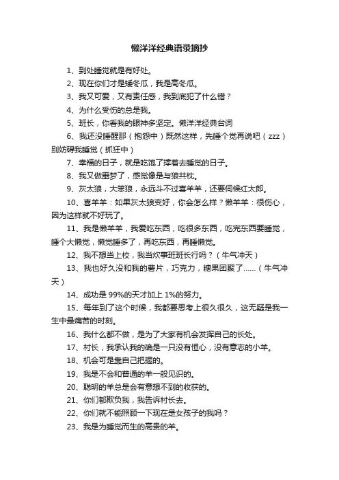 懒洋洋经典语录摘抄