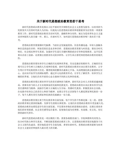 关于新时代思想政治教育的若干思考