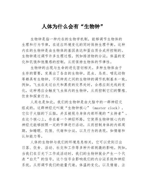 人体为什么会有“生物钟”