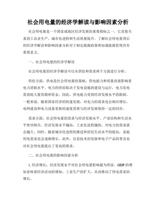 社会用电量的经济学解读与影响因素分析