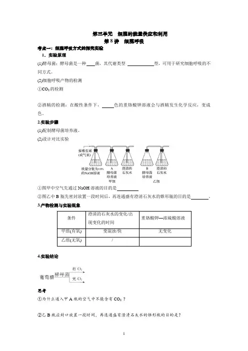 高三生物一轮复习学案细胞呼吸