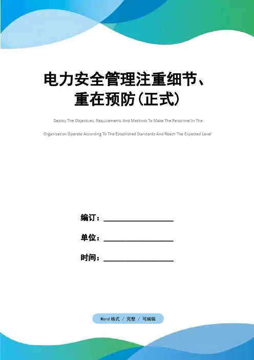 电力安全管理注重细节、重在预防(正式)