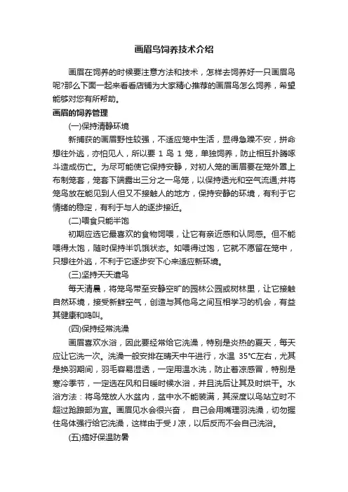 画眉鸟饲养技术介绍