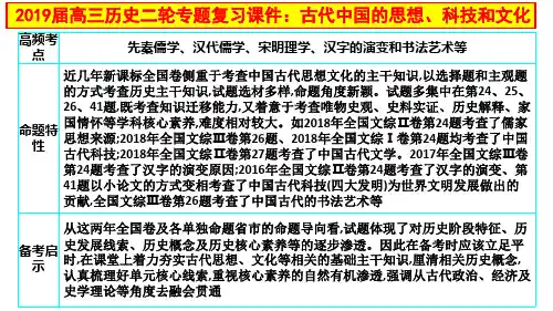 高中历史 高三历史二轮专题复习课件： 古代中国的思想、科技和文化