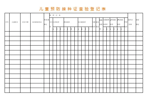 预防接种证查验登记表