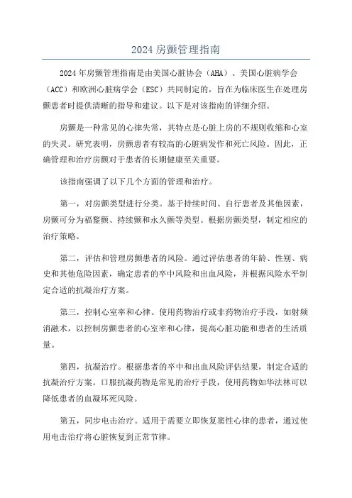 2024房颤管理指南