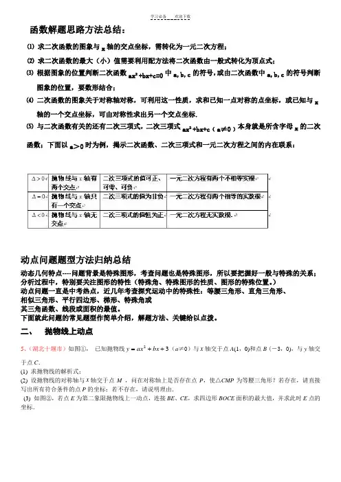 二次函数动点问题解答方法技巧(含例解答案)