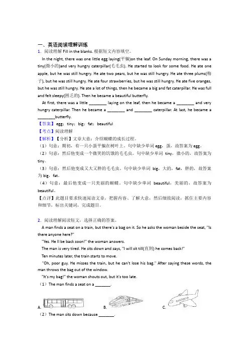 六年级小学英语阅读理解专题练习(含答案)100