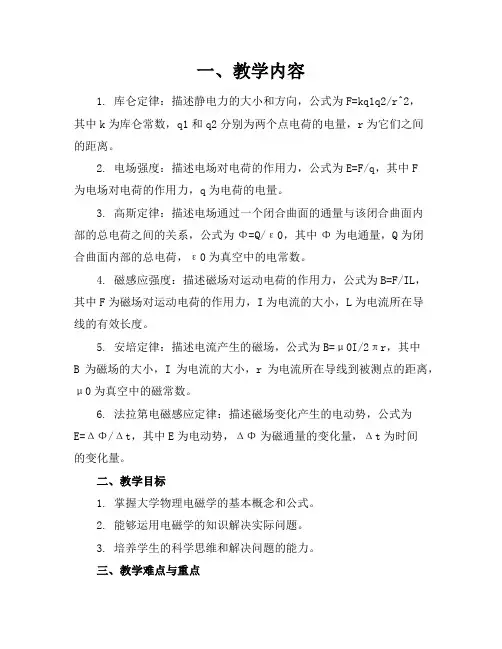大学物理电磁学总结(精华)课件