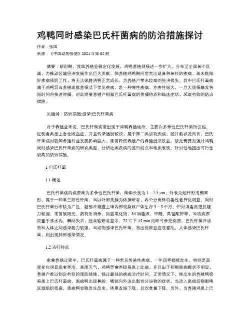 鸡鸭同时感染巴氏杆菌病的防治措施探讨