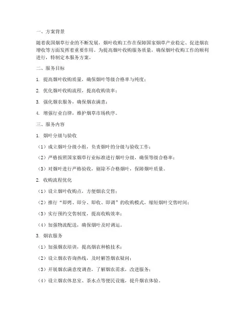 烟叶收购服务方案模板范文
