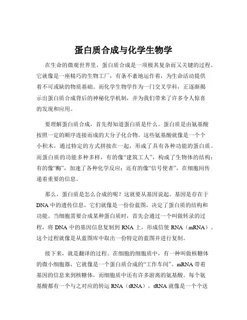蛋白质合成与化学生物学