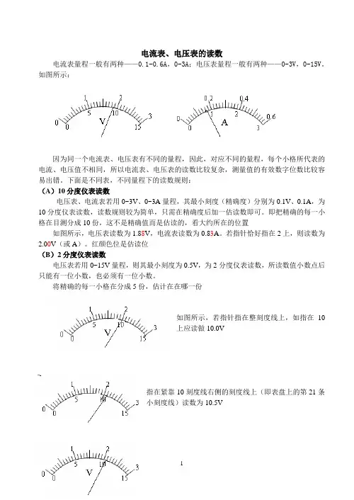 电流表、电压表读数