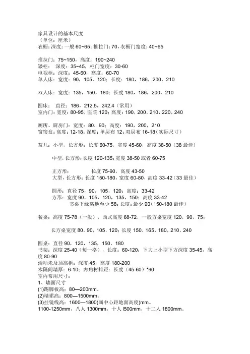 家具设计的基本尺度