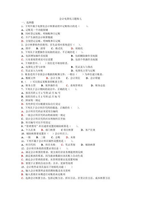 会计电算化习题集七