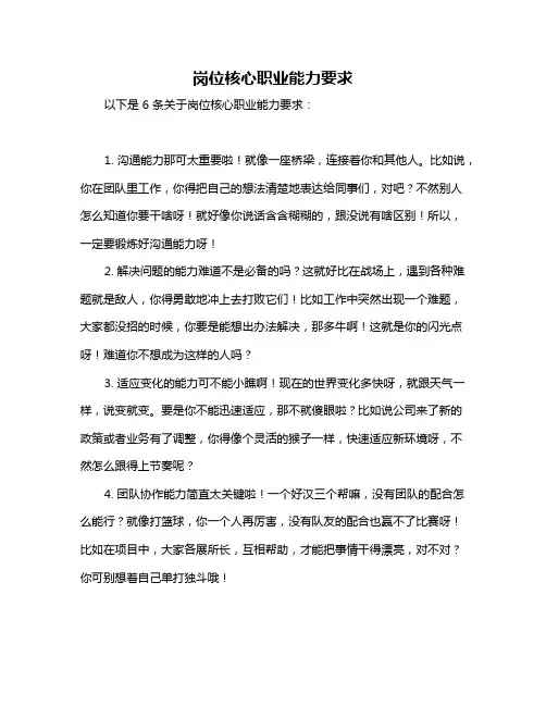 岗位核心职业能力要求