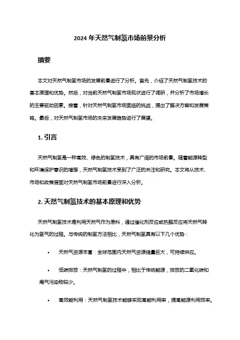 2024年天然气制氢市场前景分析