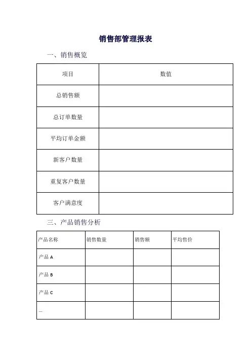 销售部管理报表