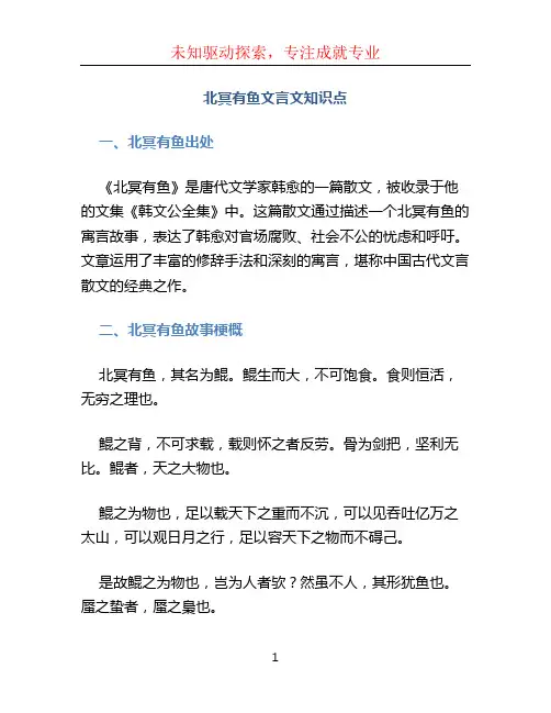 北冥有鱼文言文知识点