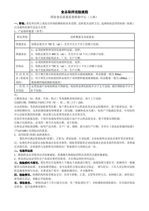 食品取样送检须知
