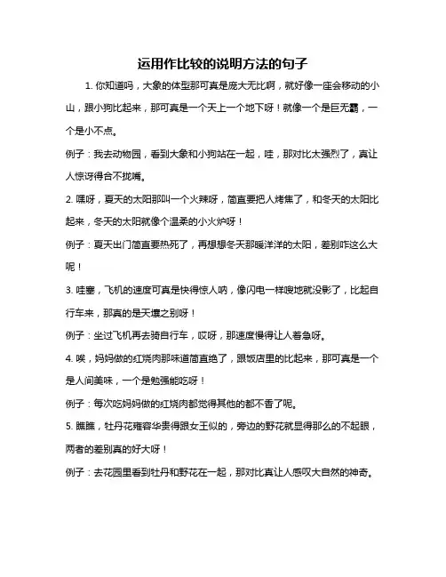 运用作比较的说明方法的句子