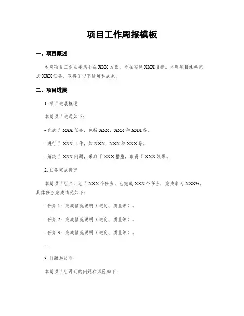 项目工作周报模板