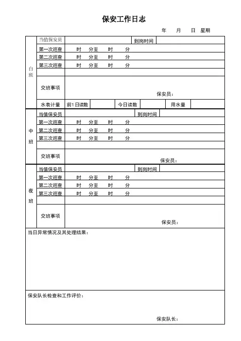 保安工作日志97309