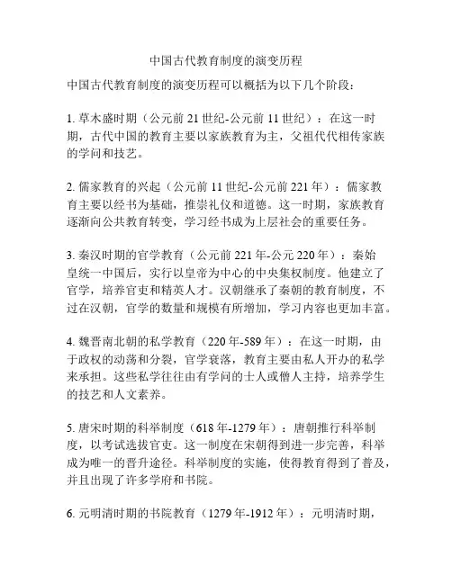 中国古代教育制度的演变历程