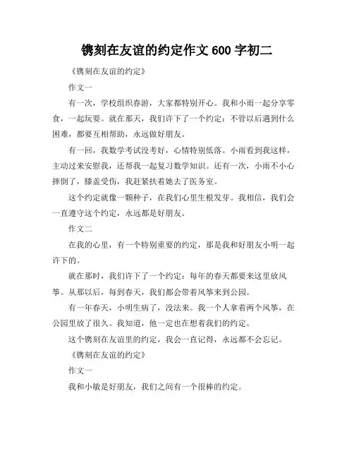 镌刻在友谊的约定作文600字初二
