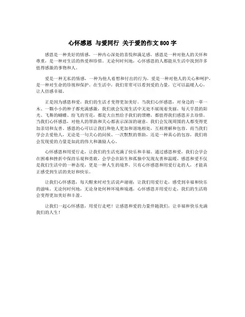 心怀感恩 与爱同行 关于爱的作文800字
