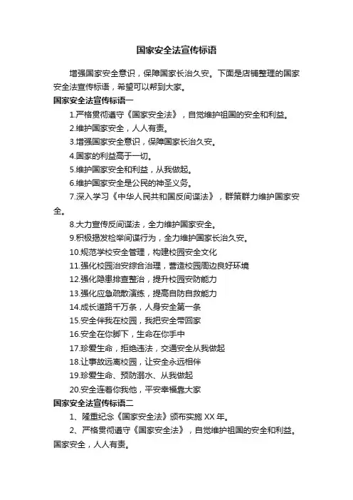 国家安全法宣传标语