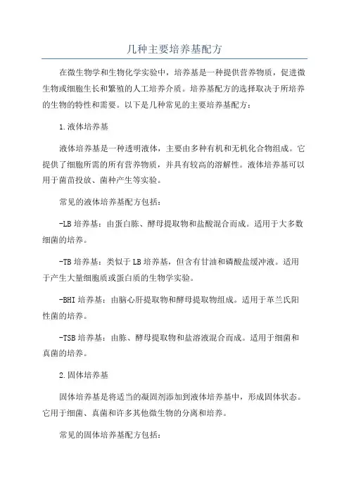 几种主要培养基配方