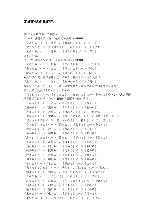 自动词和他动词的成对表