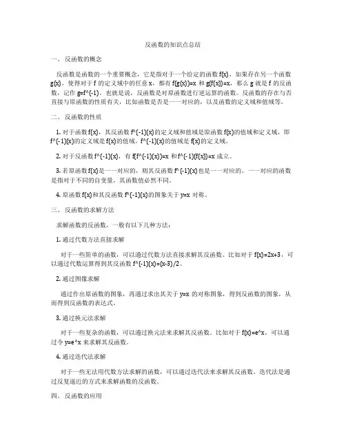 反函数的知识点总结