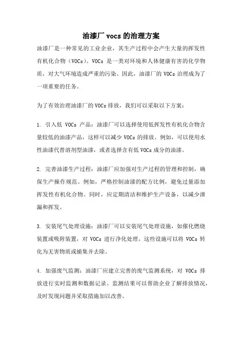 油漆厂vocs的治理方案