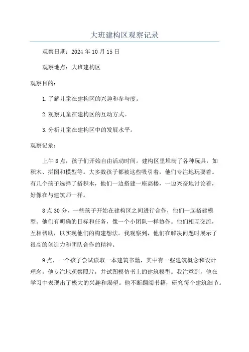 大班建构区观察记录