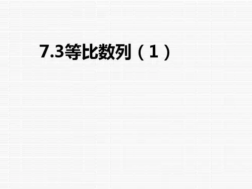 沪教版数学高二上册-7.3 等比数列公开课课件 课件