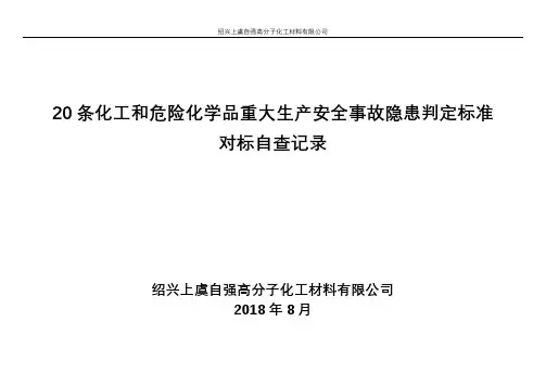 20条化工和危险化学品重大生产安全事故隐患判定标准自查记录